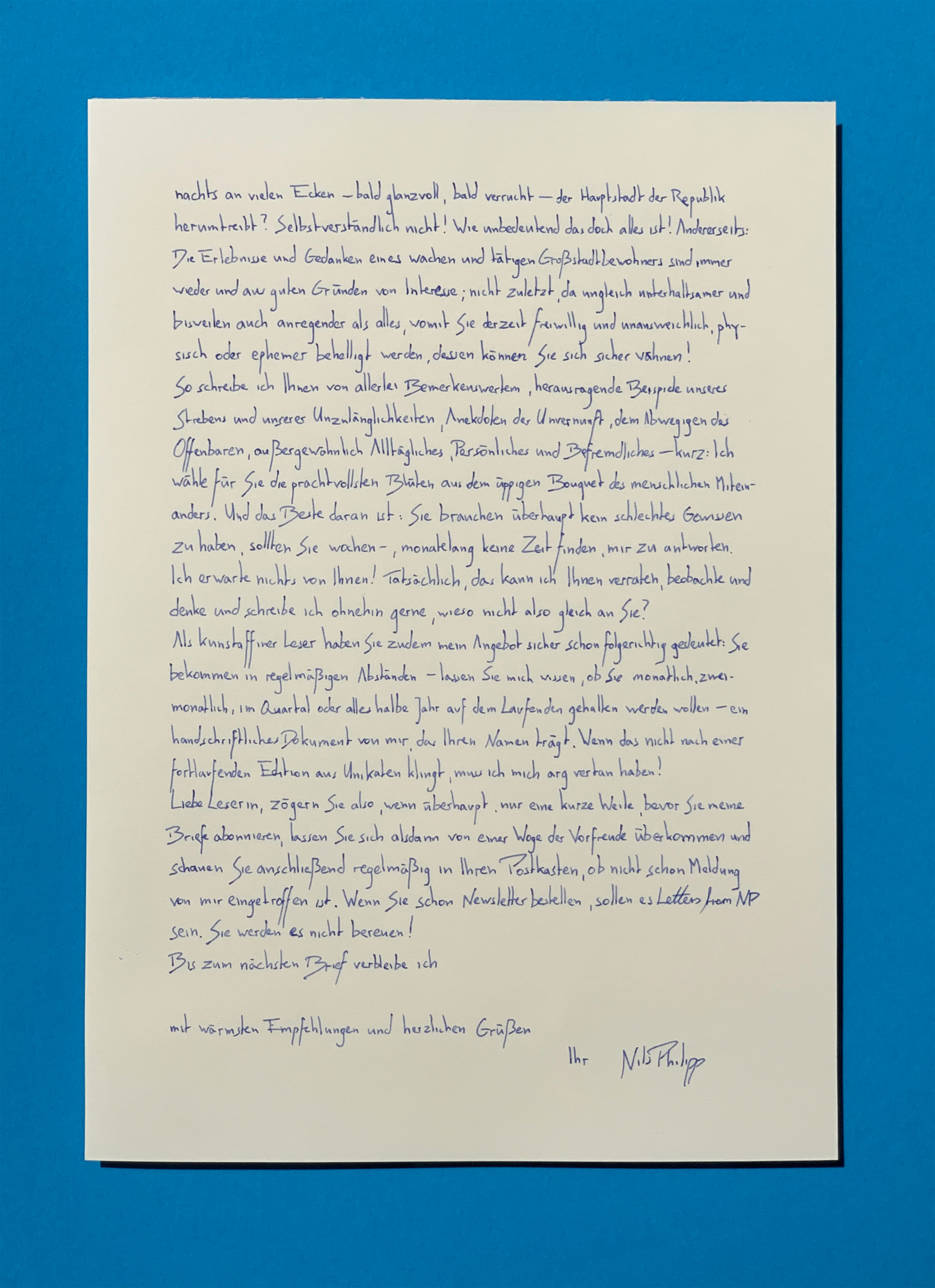 Handgeschriebener Brief von Nils Philipp Dommert Teil 2